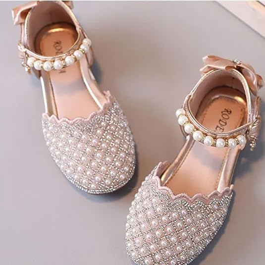 Girls Dress Shoes Mary Jane Style with Pearls - S0036