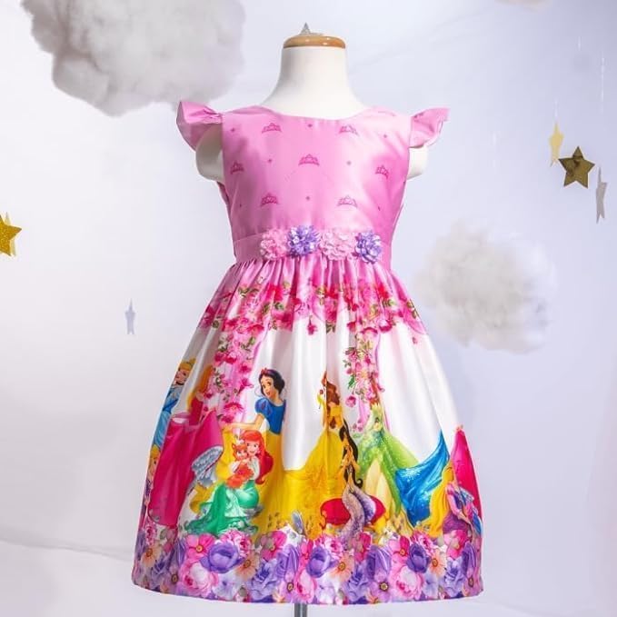 Girl's Princess Themed Pink Dress Knee-Lenght Sleeveless - G0048