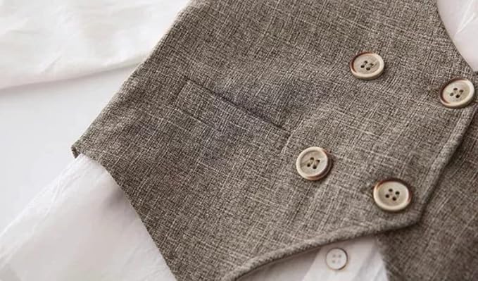 Toddlers Boys 3-Piece Elegant Linen Set Shirt + Vest & Bow Tie - B0031