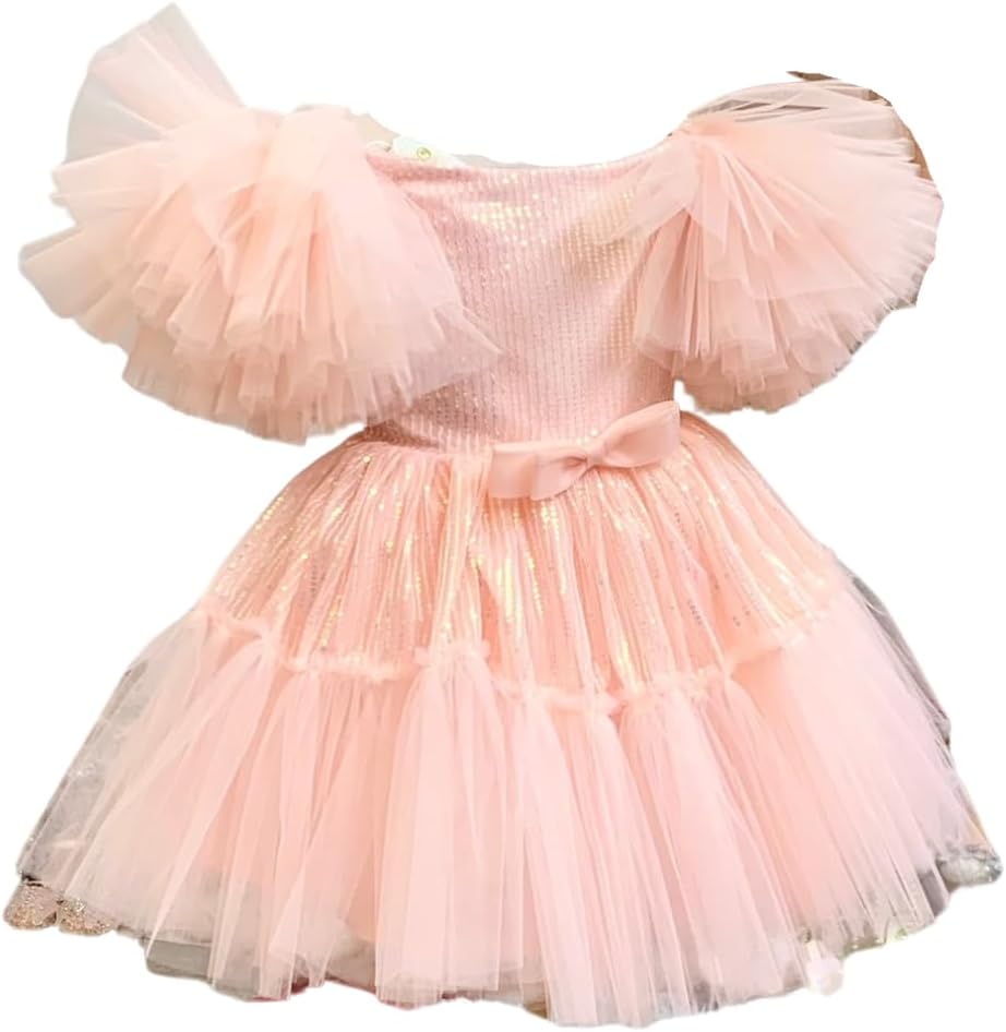 Girls Thanksgiving Dress with mesh Tutu Skirt and Puffed Fly Sleeve - G0066
