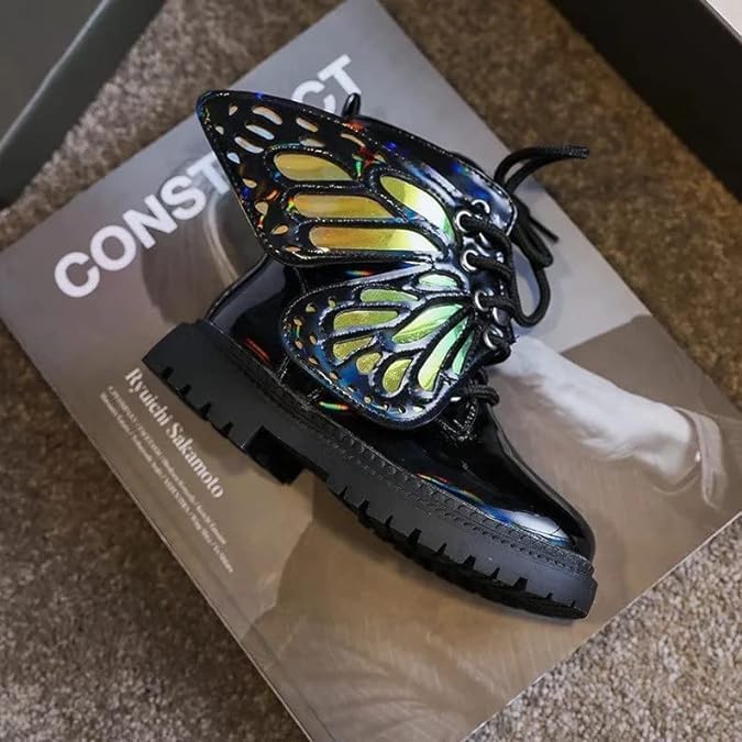 Leather Boots for Girls with Detachable Wings Winter Boots - S0053