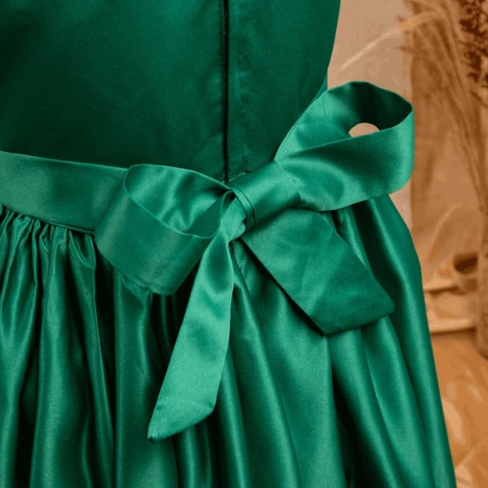 Satin Dress for Babies and Girls with Floral Applications - G0111