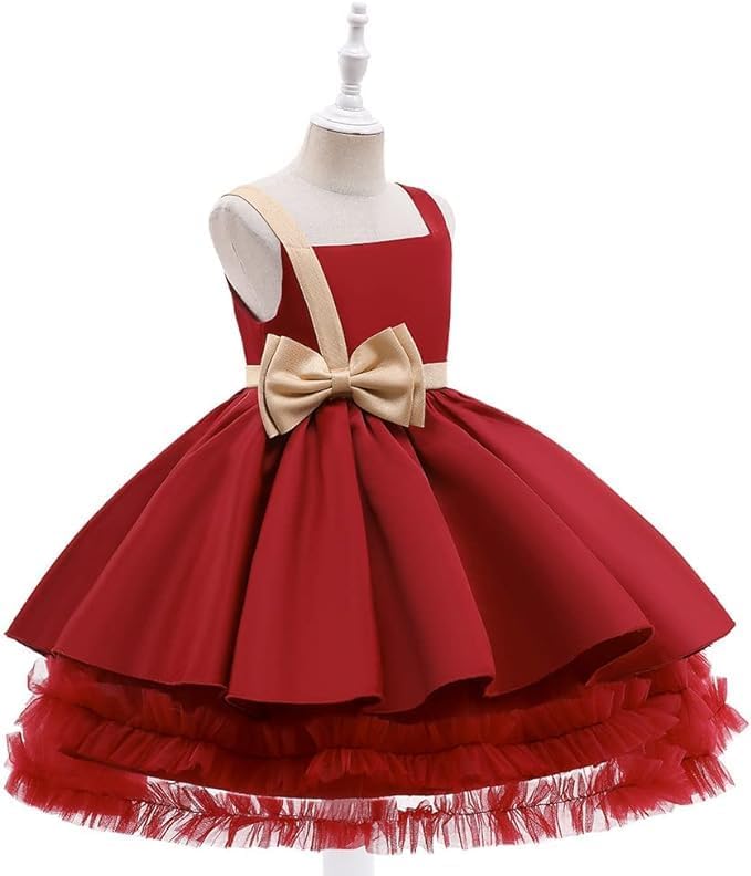 Satin Flower Girl Dress with Bow - Fall dresses for girls - G0112