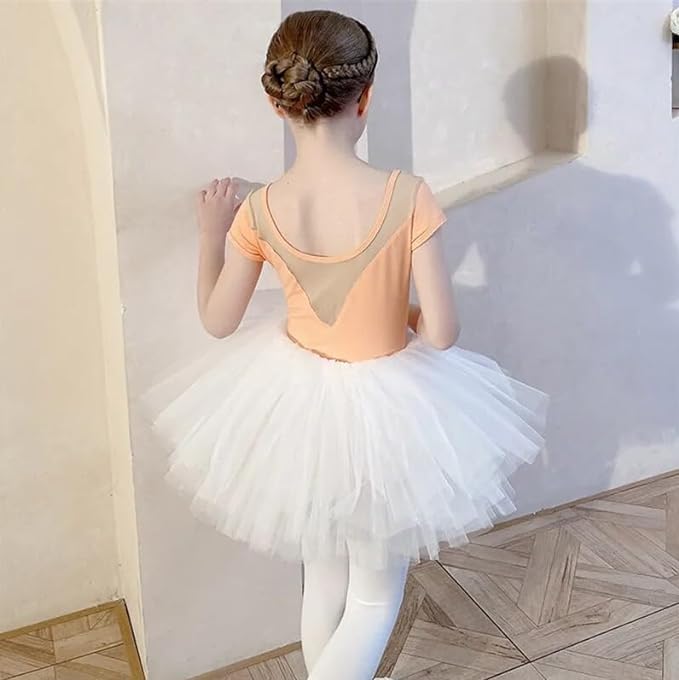 Girls Ballet Tutu Dress +Tulle Skirt Short Sleeves - G0058