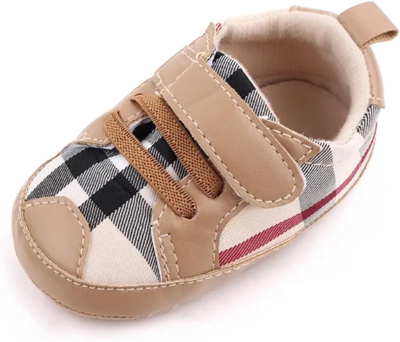 Baby Boys Pre Walker Shoes Anti-Slip Plaid Soft Sole Autumn Spring - S0006