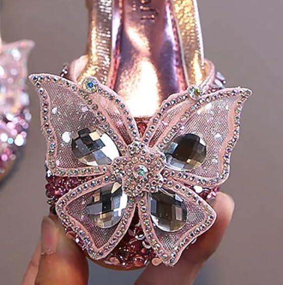 Girls Mary Jane Shoes with Rhinestones Butterfly and Sequin - S0039