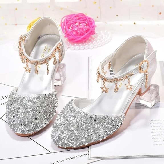 Girls Princess Low Heels Mary Jane Shoes Rhinestone Dance Shoes - S0041