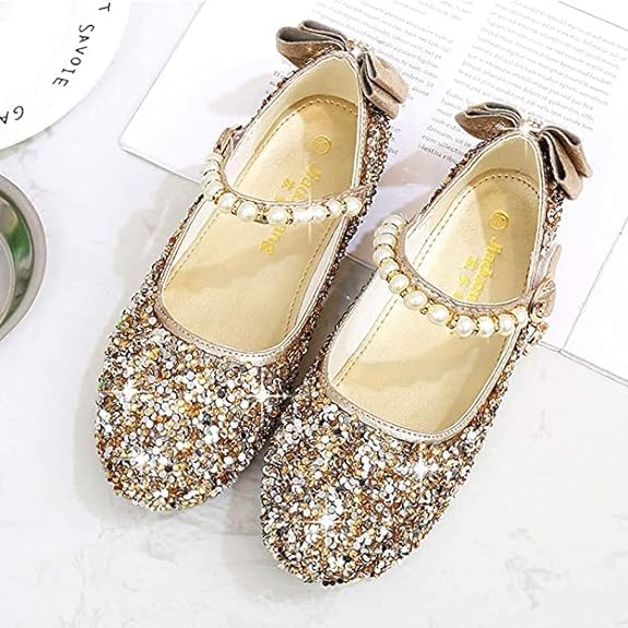 Girl's Mary Jane shoes with sequins for weddings - S0025