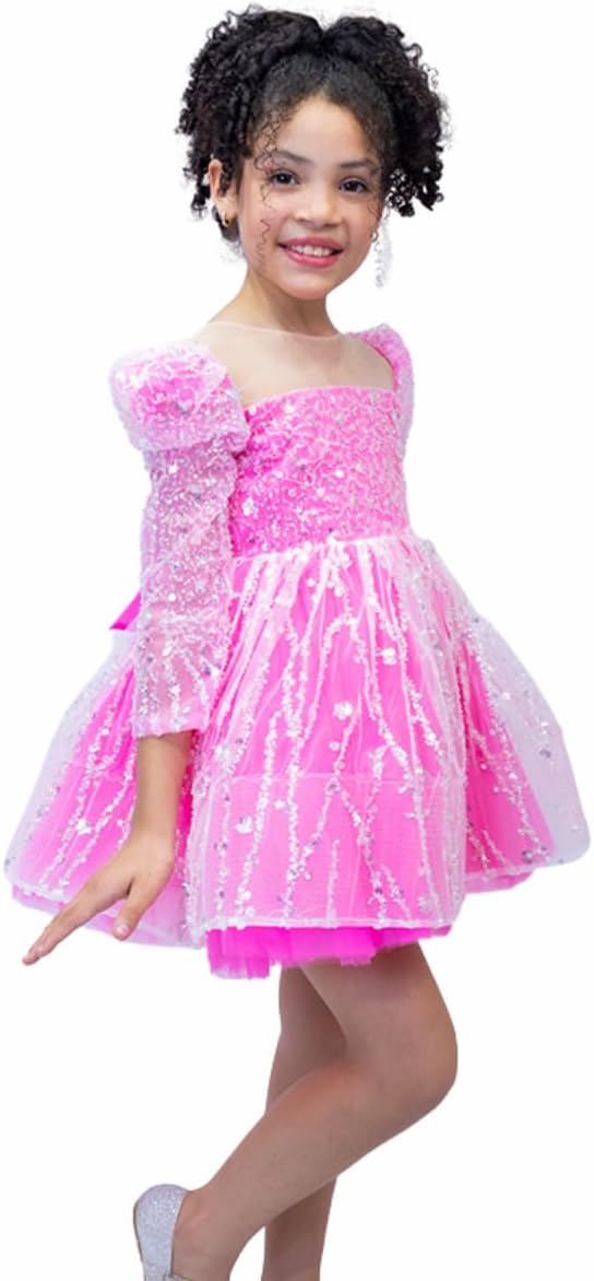 Girl's dress with sequins and puffed skirt