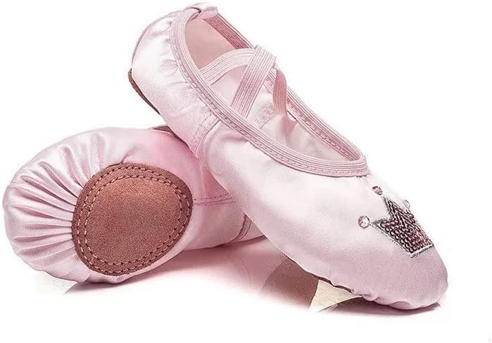 Ballet Dance Shoes for Girls Split Sole Embroidered Crown Design - S0014