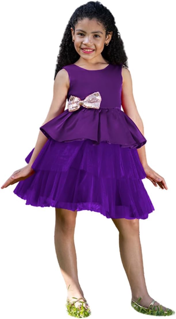 Satin dress and tulle skirt - Fall dresses for girls' birthdays - G0110