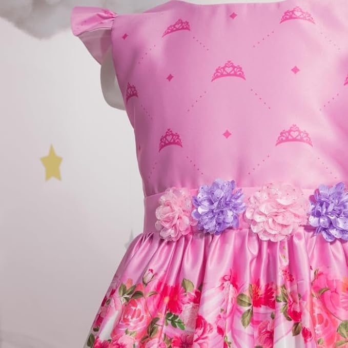 Girl's Princess Themed Pink Dress Knee-Lenght Sleeveless - G0048