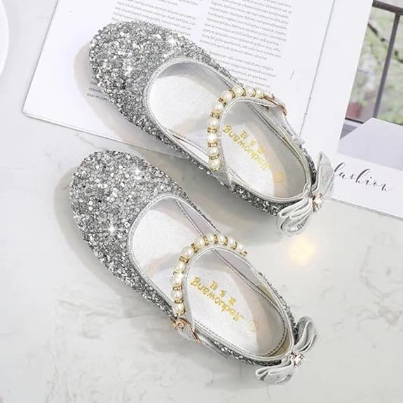 Girl's Mary Jane shoes with sequins for weddings - S0025