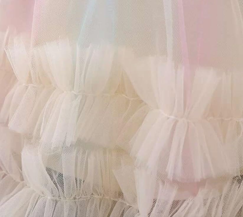 Rainbow Tutu Skirt Dress with Flower Application for Babies and Toddlers - G0105