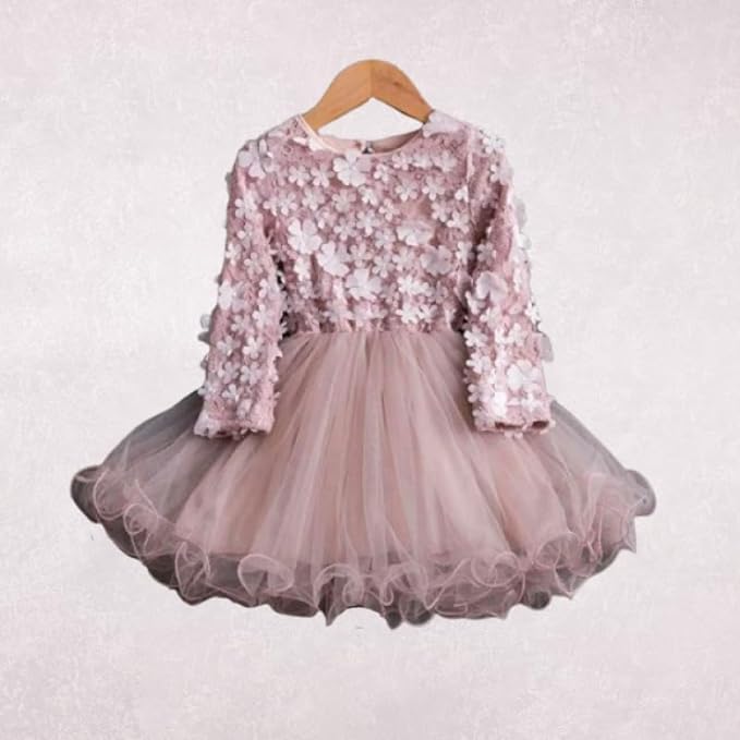 Floral lace Dress with Long Sleeves and a Tulle Skirt - G0035