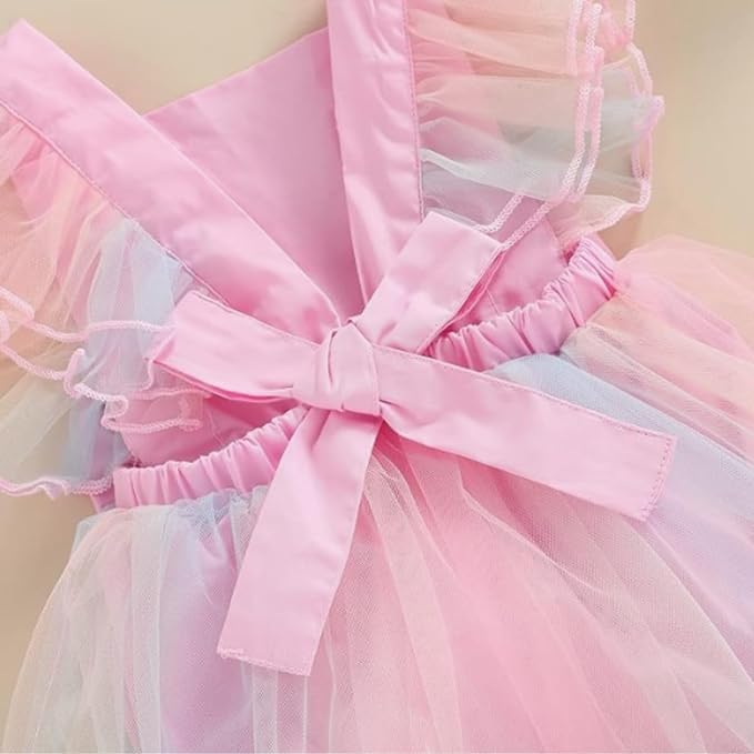 Baby Girls Romper Dress Fly Sleeve Mesh Tutu Dress - G0006