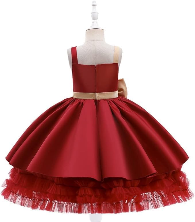 Satin Flower Girl Dress with Bow - Fall dresses for girls - G0112
