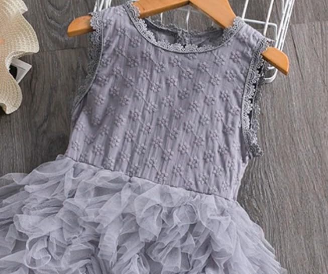 Girls Ruffle Skirt Short Sleeves Casual Summer Dress Back to School - G0060