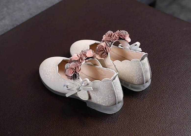 Baby and Girls Dress Shoes Mary Jane Flats with Flowers - S0005
