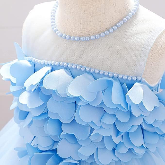 Birthday Tulle Dress for Baby with Flowers and Pearl appliqués - G0019