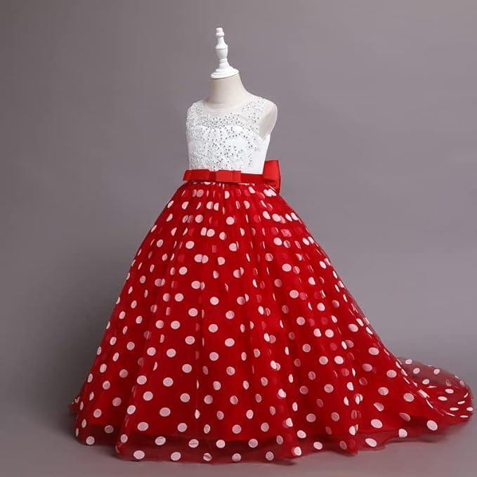 Long Tulle Dress with Polka dots and lace for Bridesmaids and Birthdays - G0090