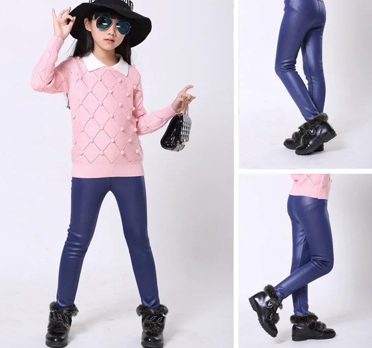 Girls' Winter Faux Leather Leggings - G0076
