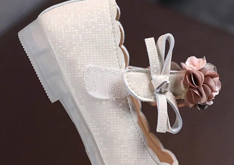 Baby and Girls Dress Shoes Mary Jane Flats with Flowers - S0005