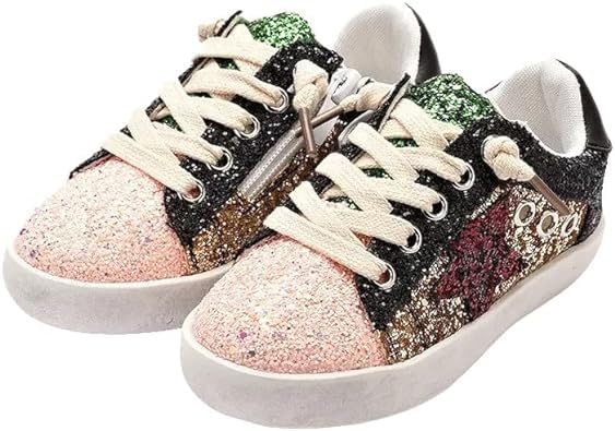 Girls Glitter Sneakers Chic Style Shiny Stars - Back to School Shoes - S0038