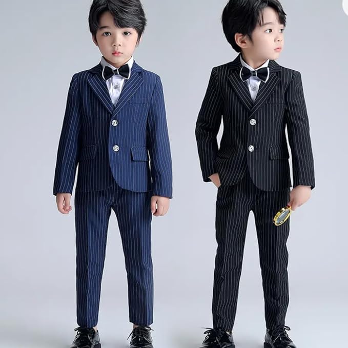 Boys' Pinstripe Suit with Bow Tie - B0021