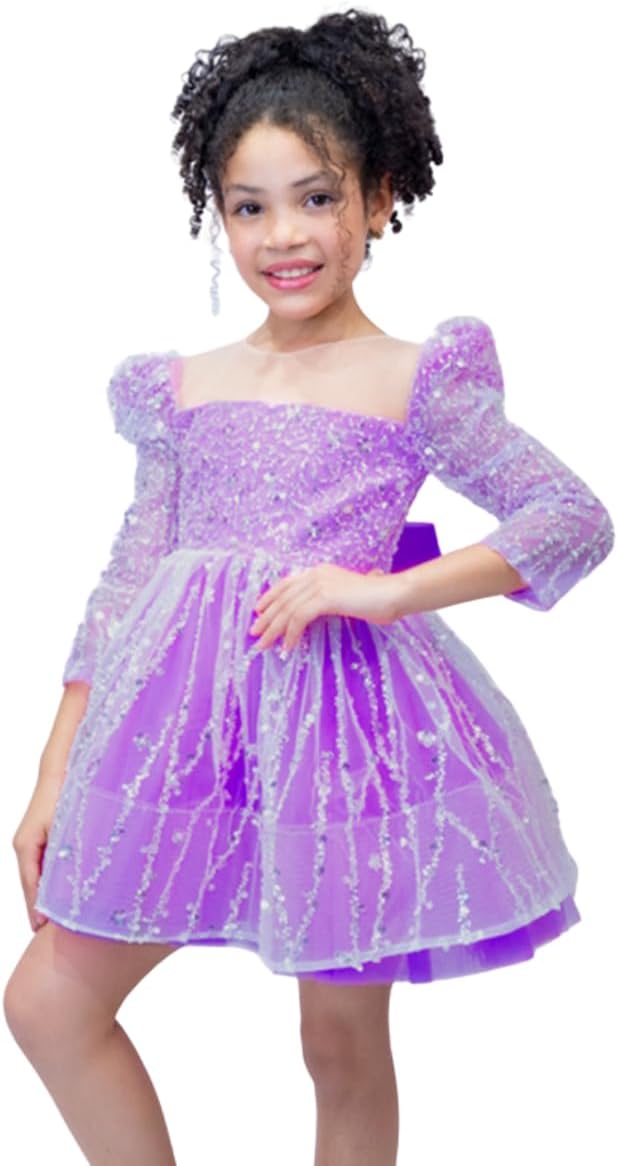 Girl's dress with sequins and puffed skirt