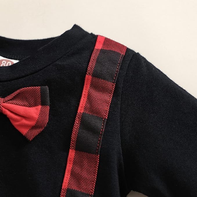 Boys Plaid Outfit Hoodie Sweatshirt Jackets Shirt+Pants Christmas Set - B0012