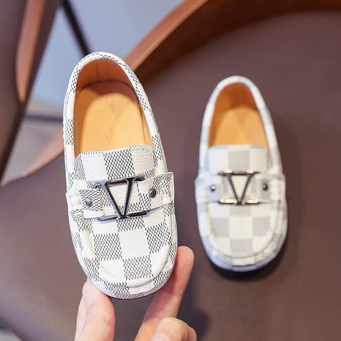 Boys' Plaid Loafers with Buckle Detail