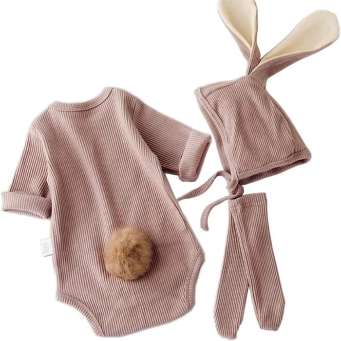 Baby Easter Bunny Set Baby romper suit + Long Ears Bunny Hat + Socks - C0001