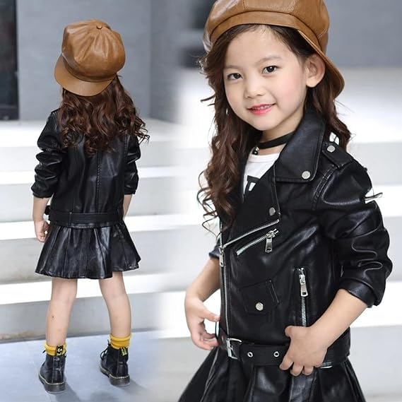 Girl's PU Leather Motorcycle Jacket - G0049