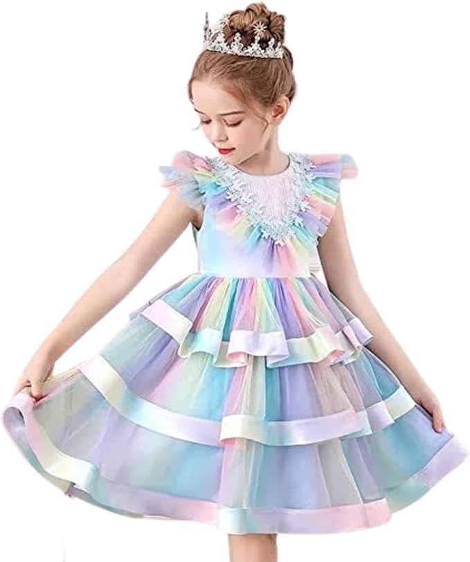 Little Girls Birthday Party Mermaid Dress Layered Skirt Tulle Dress - G0084