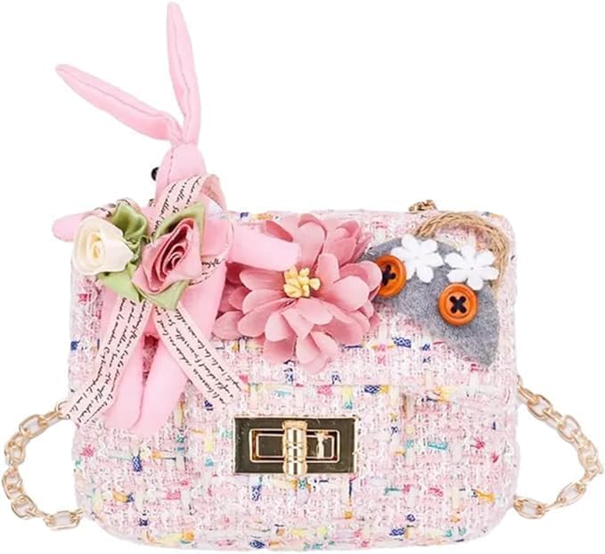 Mini handbag for girls in checkered pattern