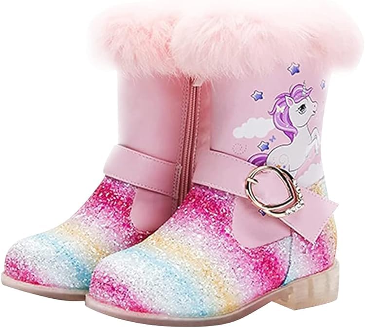 Winter unicorn ankle high boots for girls