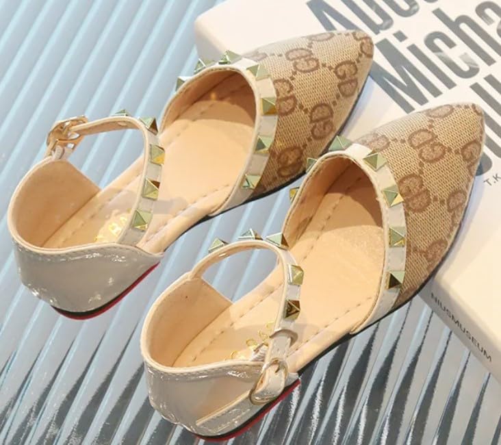 Girl's Princess Flats Ankle Strap Dress Shoes - S0027