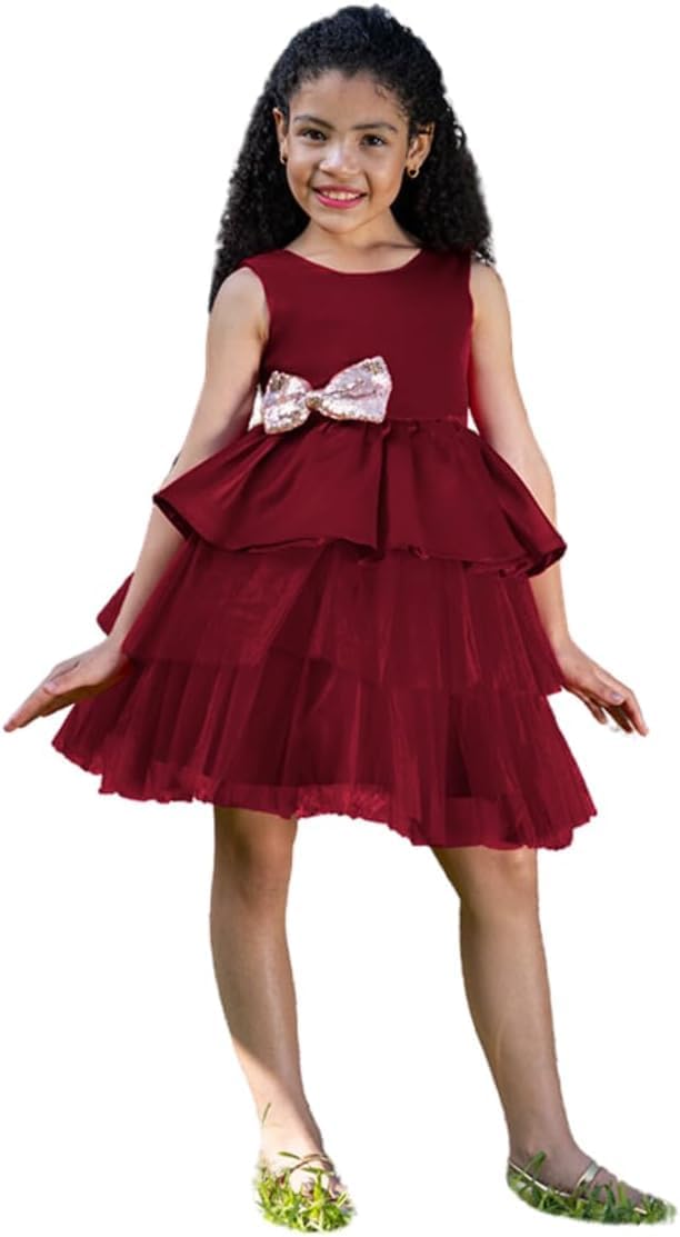 Satin dress and tulle skirt - Fall dresses for girls' birthdays - G0110