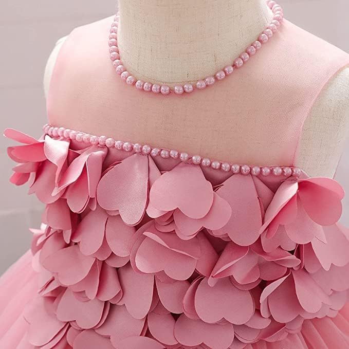 Birthday Tulle Dress for Baby with Flowers and Pearl appliqués - G0019