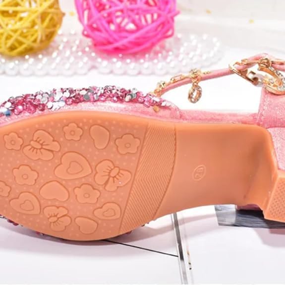 Girls Princess Low Heels Mary Jane Shoes Rhinestone Dance Shoes - S0041