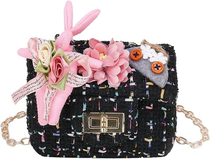 Mini handbag for girls in checkered pattern