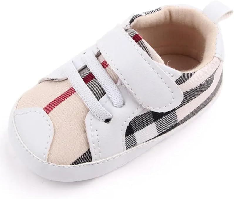 Baby Boys Pre Walker Shoes Anti-Slip Plaid Soft Sole Autumn Spring - S0006
