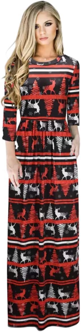 Women's Christmas Long Lenght Dress Long Sleeves Winter Outfit