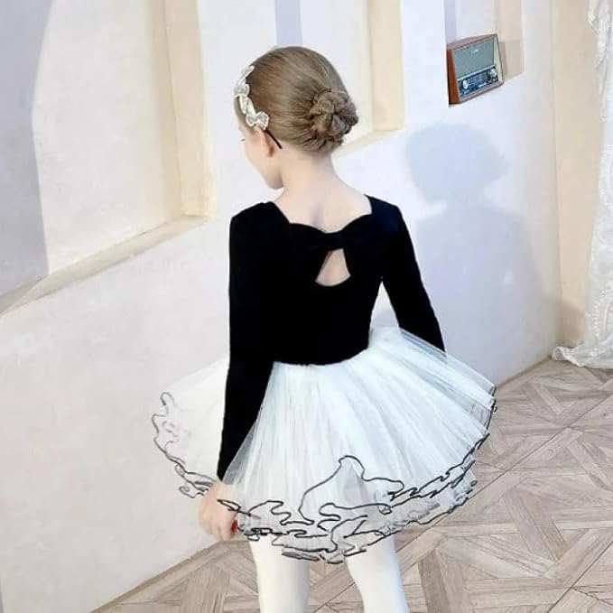 Girls Ballet Leotards Tulle Skirt Long Sleeves - G0057
