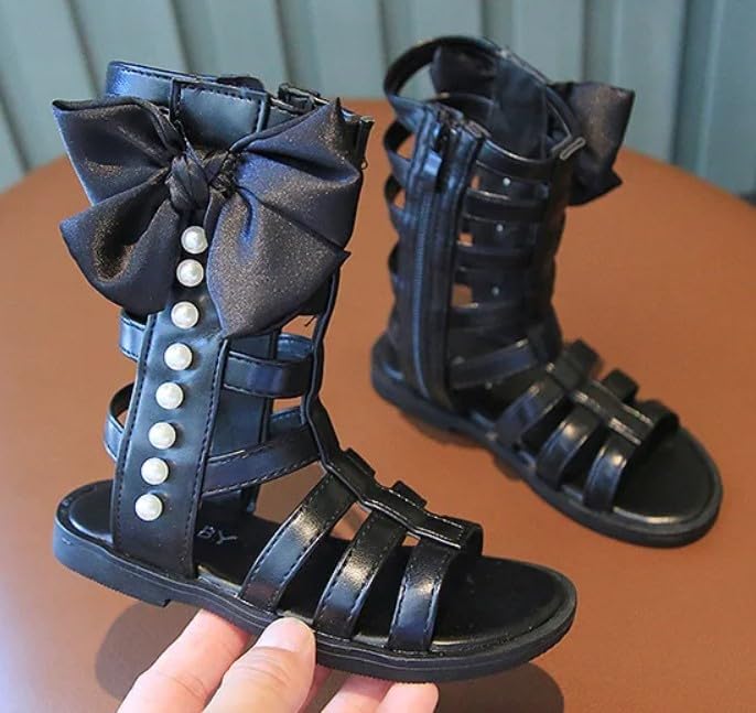 Girls Gladiator Sandals Bowknot Knee High Boots Shoes - S0037