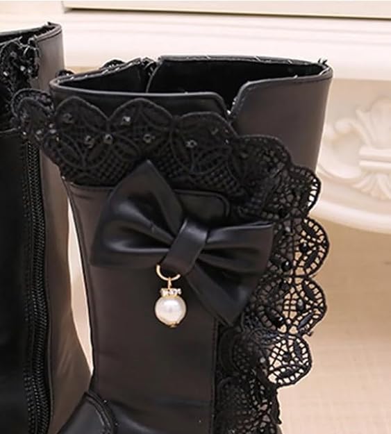 Girls Mid calf  Boots Lace and Bow Knot - S0040