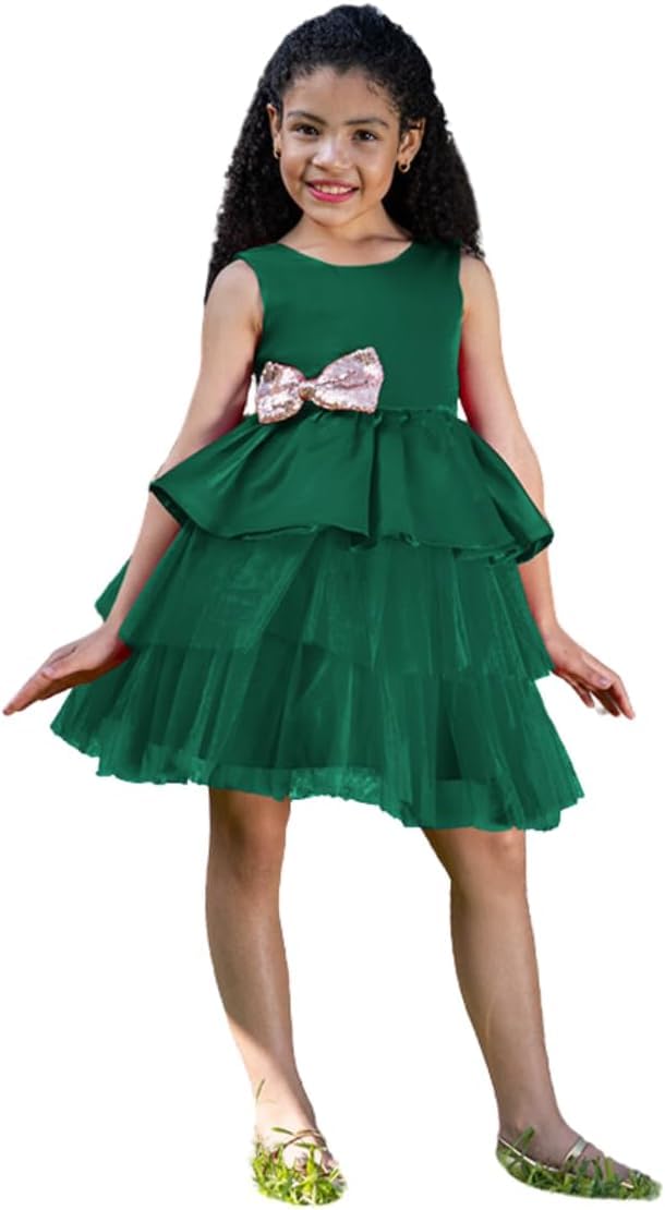 Satin dress and tulle skirt - Fall dresses for girls' birthdays - G0110