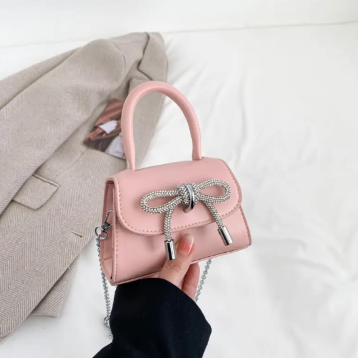 Fashion Mini Handbags PU Crossbody Coin Purse with chain jelly