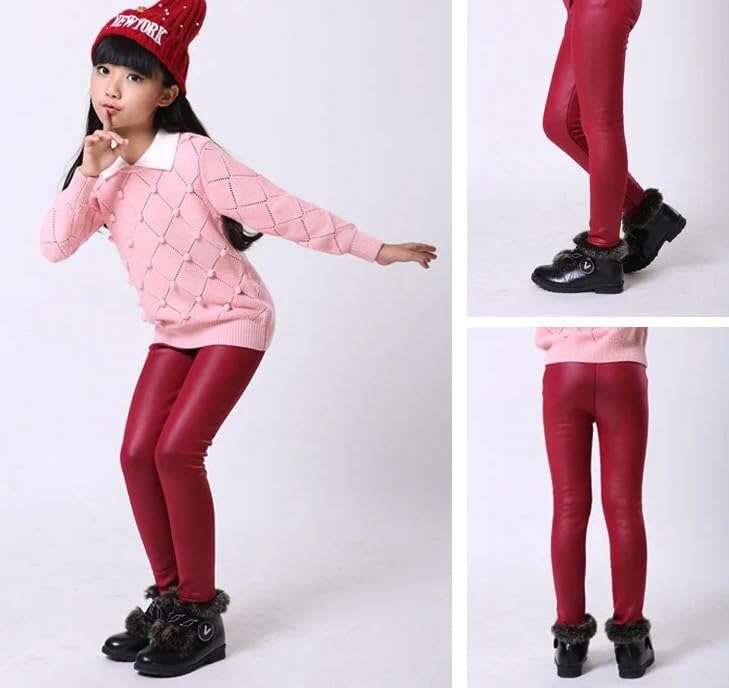 Girls' Winter Faux Leather Leggings - G0076